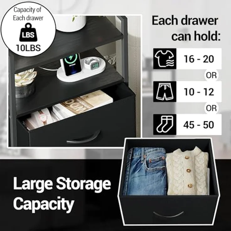 GarveeLife Kommode Schrank 4 Stoffschubladen Aufbewahrungsschrank Für Schlafzimmer Wohnzimmer Flur, Komodenschrank Schubladenschrank, 41x29x83.5Cm – Bild 5