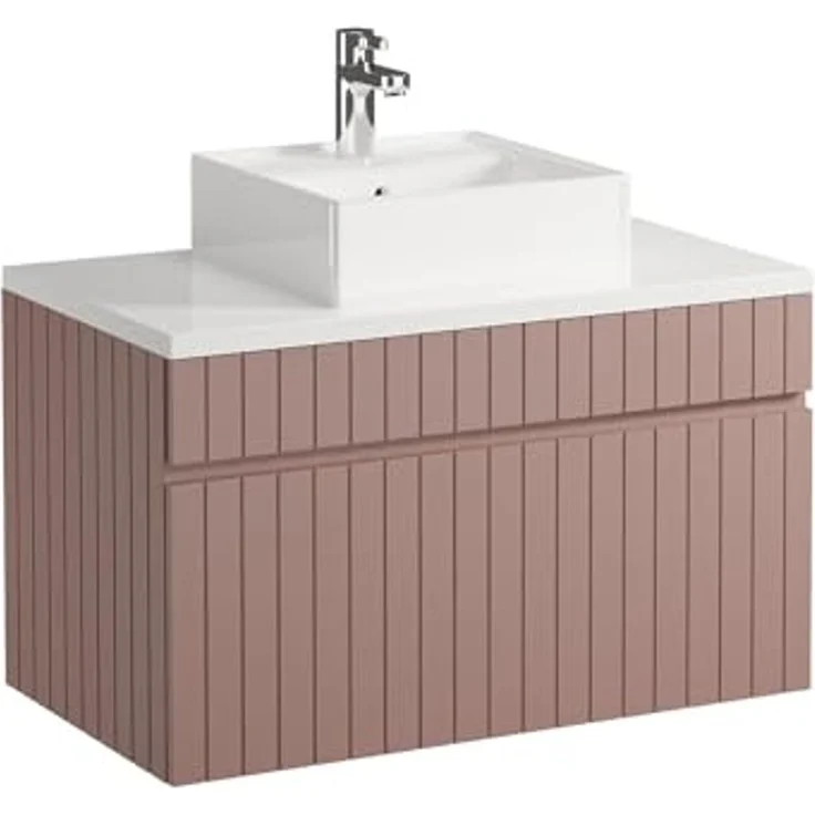 Vente-unique - SATARA Badmöbel-Set Holz, Platte Puderrosa - B 46 cm x H 46 cm x L 80 cm – Bild 4