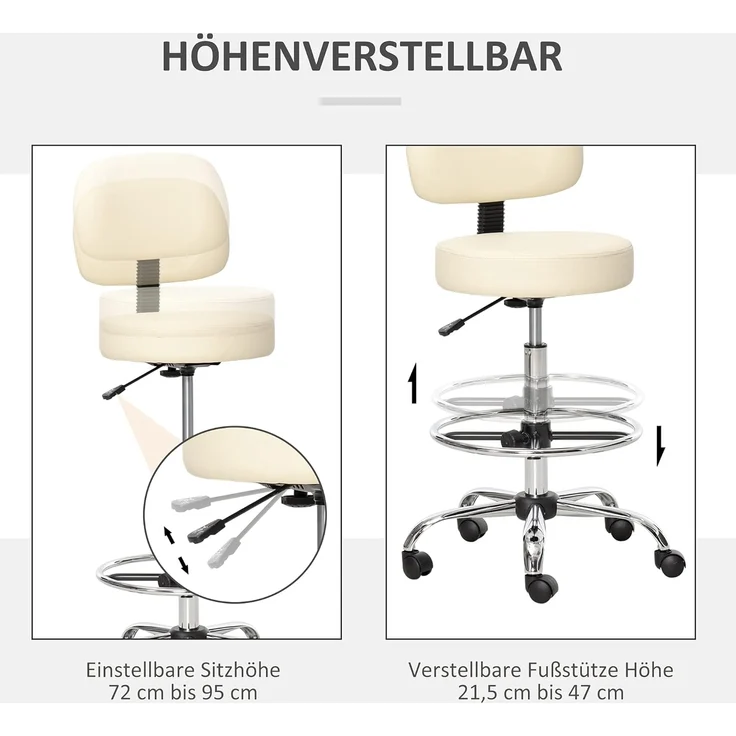 HOMCOM Barhocker Barhocker Modernes Design, 360°-Drehrollen – Bild 4