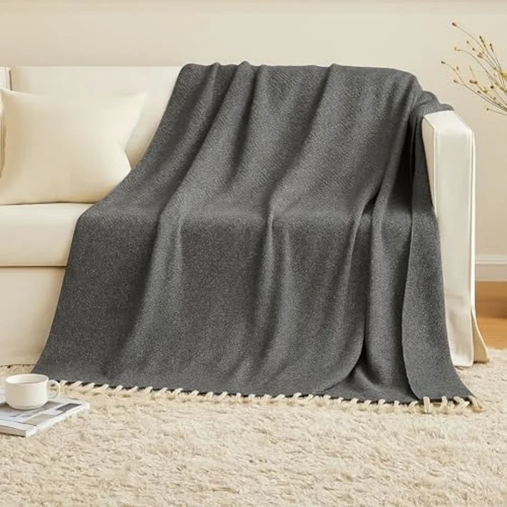 Marrakesch Orient & Mediterran Interior Tagesdecke 2er Set Calix Tagesdecke Decke Dunkelgrau 125x150 aus Baumwolle, Boho – Bild 6