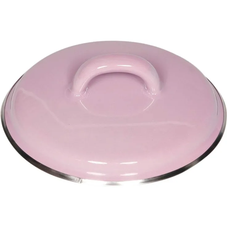 Riess Deckel mit Chromrand 12cm Emaille Rosa