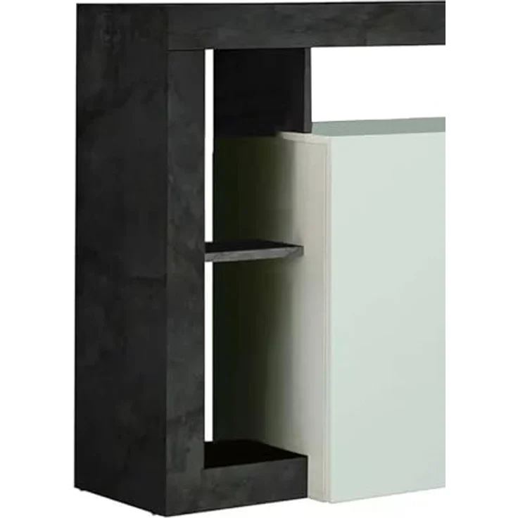 Dmora Modernes Sideboard mit 2 Türen und Regalen, Wohnzimmer-TV-Ständer, Küchenbuffet, Made in Italy Sideboard, 108x42xh93 cm, Farbe Weiß und Oxid – Bild 8