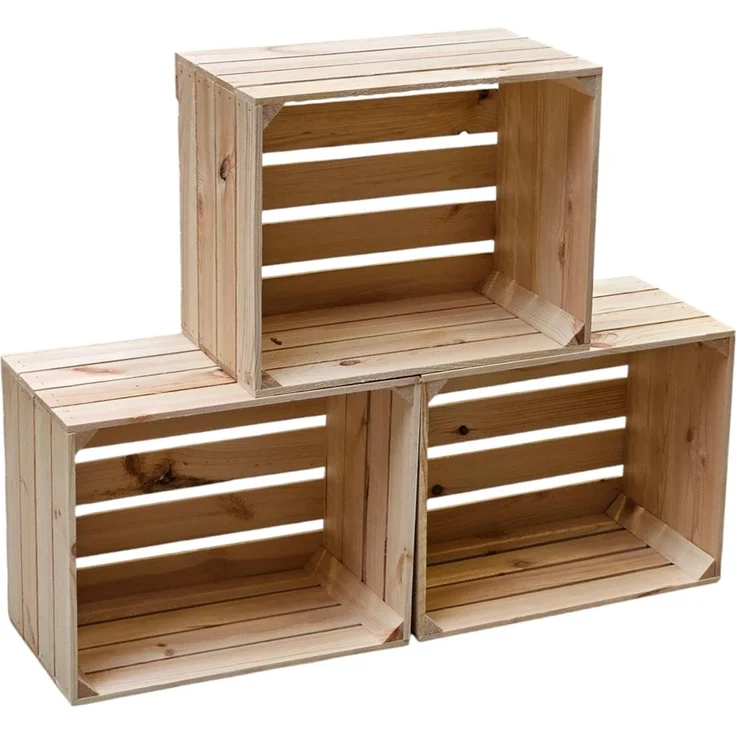 Holzkisten Obstkisten Natur 50 x 40 x 30 cm 3er Set – Bild 1