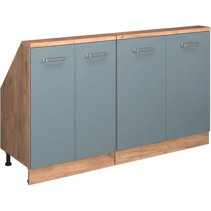 Küchenschrank für Dachschrägen R-Line Blau-Grau 140 cm 2er Set Vicco – Bild 1