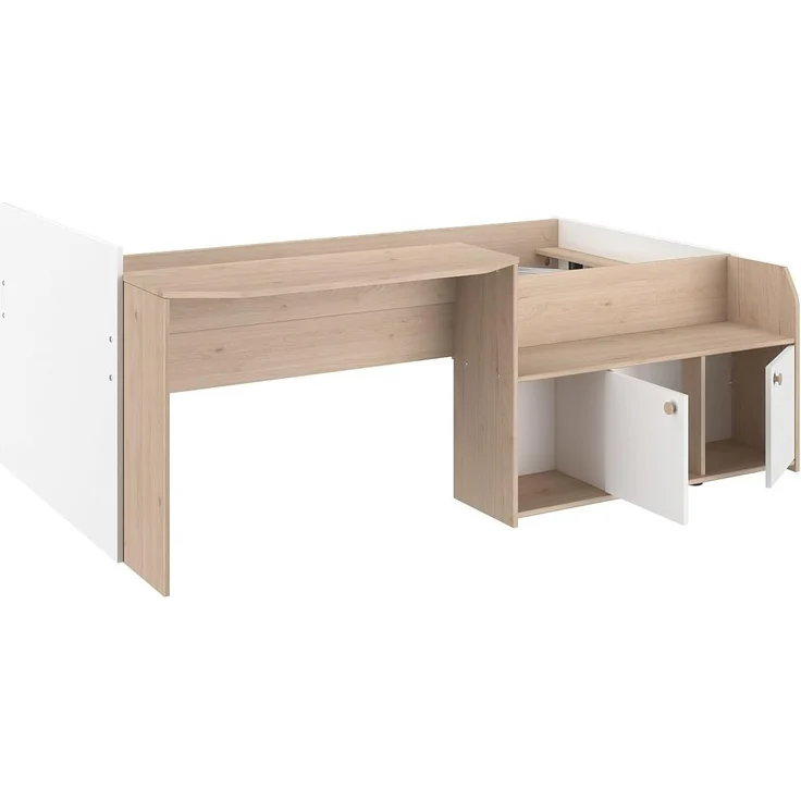 Vente-unique - MIVONA Bett Holz, Platte BeigeWeiß - B 203 cm x H 75,2 cm x L 136 cm – Bild 7