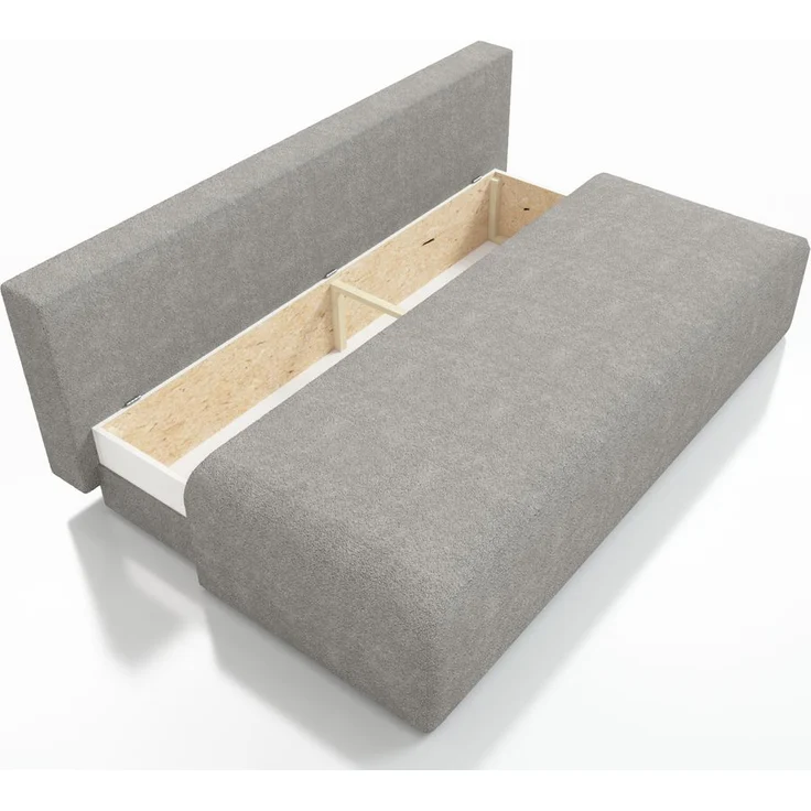 Wohnero 24 Zaya Premium Schlafsofa 201x91 cm mit Bettkasten & DL-Automatik – 201x137 cm Liegefläche, 3-Sitzer Sofa mit Schlaffunktion - Hellgrau – Bild 7