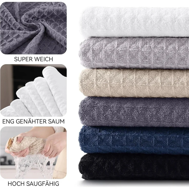 Moosfor Microfasertücher 4er-Set Küchentücher 40x70 cm Fusselfrei Marine Blau – Bild 3