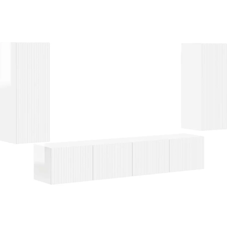vidaXL TV-Wandregal-Set 4 pcs Hochglanz Weiß Holzwerkstoff 3408920 – Bild 2