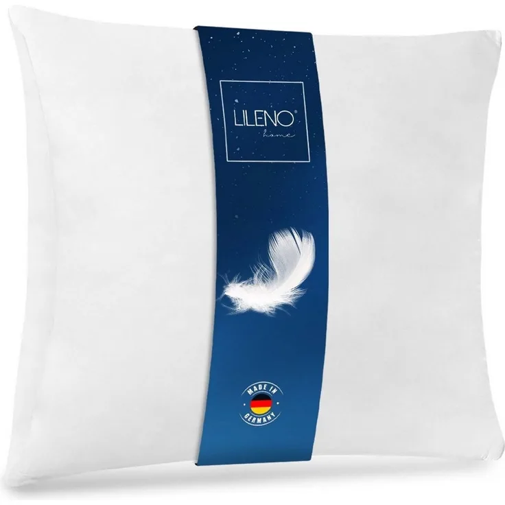 LILENO HOME Federkissen geeignet für Allergiker in verschiedenen Größen - Made in Germany, Füllung: 100% Federn, Bezug: Baumwolle, Rückenschläfer, Seitenschläfer, Bauchschläfer, Set, 1er Set, Federkernkissen als Kopfkissen, Bettkissen, Schlafkissen o. ...