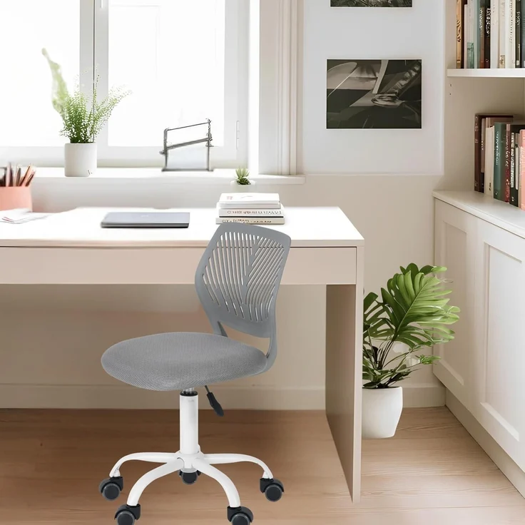 Schreibtischstuhl Ergonomisch Verstellbarer Drehstuhl Bürostuhl Stoff Grau – Bild 2