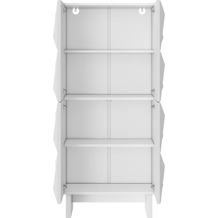Flieks Wohnzimmermöbel-Set 3-teilig mit TV-Lowboard, Sideboard und Couchtisch, 3D-Front, Weiß – Bild 8