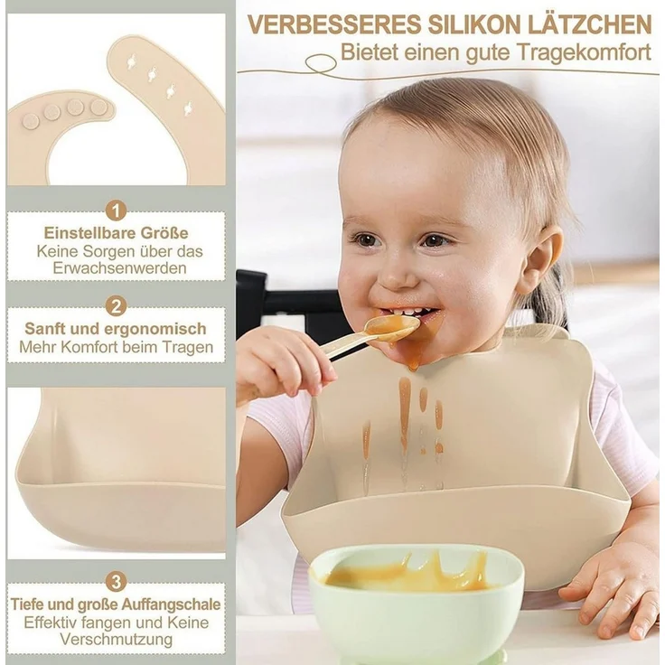 feinlux Kindergeschirr-Set Kindergeschirr-Set (7-tlg), 1 Personen, mit Staubschutzdeckel, Saugnapfboden, stoßfest – Bild 4