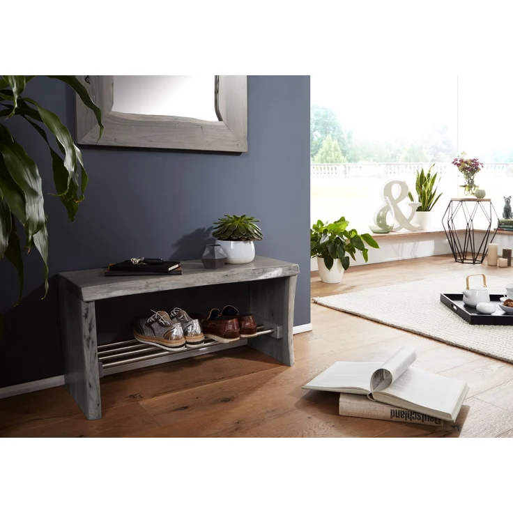 Garderobenbank Akazie 81x30x40 grau lackiert PURE ACACIA #916 – Bild 5