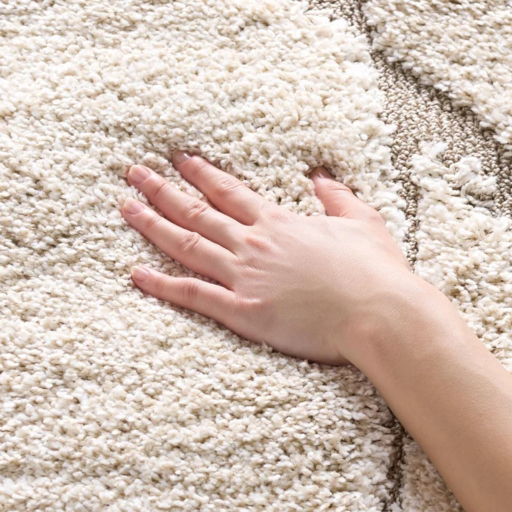 SAFAVIEH Zottelig Teppich für Wohnzimmer, Esszimmer, Schlafzimmer - Florida Shag Collection, Hoher Flor, Creme und Beige, 122 X 183 cm