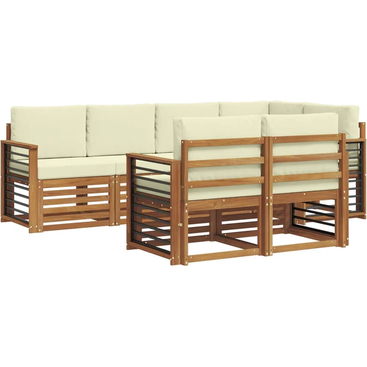 vidaXL Outdoor-Sofagarnitur 7 stk. 7-Sitzer Natur und Creme 3374980 – Bild 2