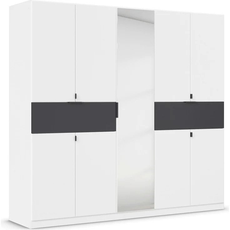 rauch Kleiderschrank, Drehtürenschrank TICAO, 9-türig, 1 Spiegeltüre, 2 Schubkästen, inkl. Türdämpferset, Alpinweiß, 226 x 210 x 54 cm – Bild 3
