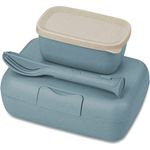 Koziol Lunchbox-Set + Besteck-Set Candy Ready nature flower blue