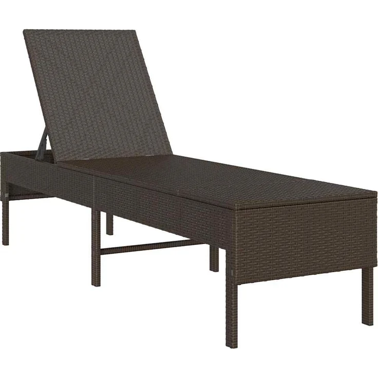 vidaXL Sonnenliege mit Auflage Braun 55x200x44 cm Poly Rattan 4104101 – Bild 3