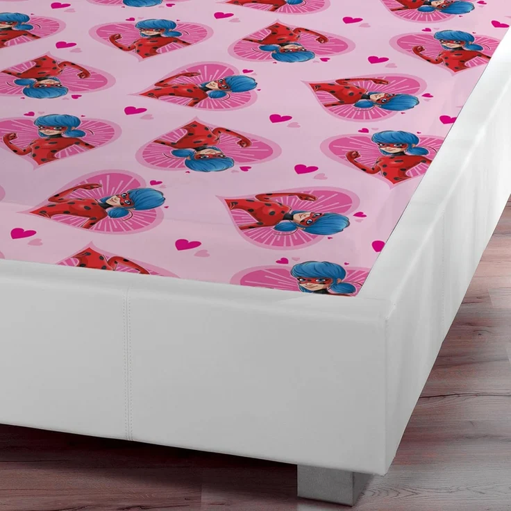 BERONAGE Spannbettlaken Miraculous Ladybug Spannbettlaken Herz Pink Rosa 90/100 x 190/200 cm, 100% Baumwolle, Gummizug: ja, (1 Stück) – Bild 5