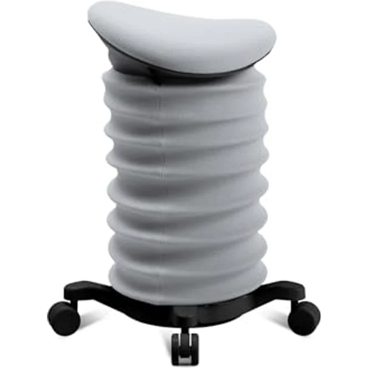 TOPSTAR Sitness 4D mit Rollen - AGR-Zertifiziert Dynamischer Sitzhocker schwarz - grau Stoff HI8, ergonomischer Bürohocker - höhenverstellbar - stärkt den Rücken - entlastet die Bandscheiben – Bild 4
