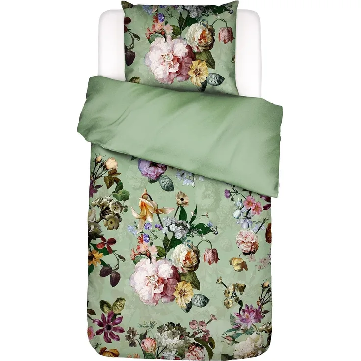 Essenza Bettwäsche Fleur Quiet Green Baumwollsatin, 155x220 cm
