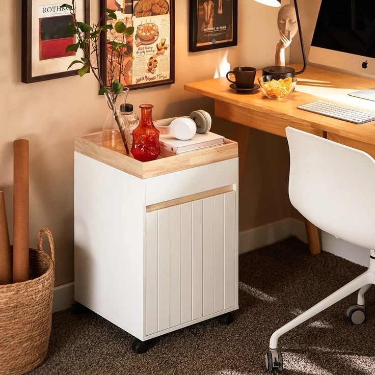 SoBuy ASK03-W Schubladenschrank Büro, MDF, Lackiert, Weiß, 45 x 60 x 45 cm – Bild 2