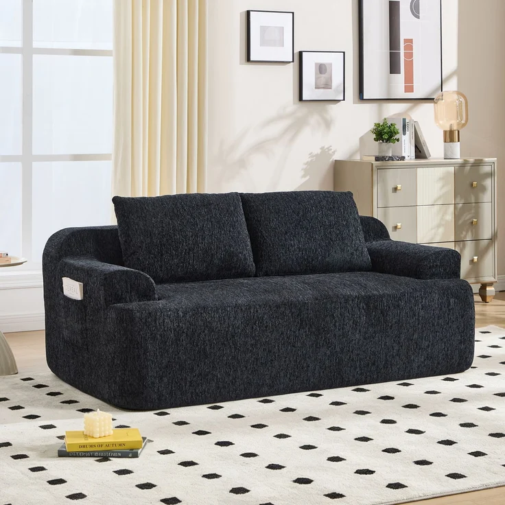 ZUBALIYA SchlafSofa mit Cordbezug, mit Schaumstoffpolsterung, ohne aufwendige Montage, für Wohnzimmer und Apartments – Bild 7