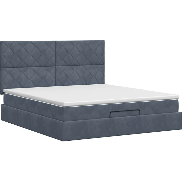 vidaXL Ottoman Bett mit Matratze Dunkelgrau 160 x 200 cm Samt 3457804 – Bild 8
