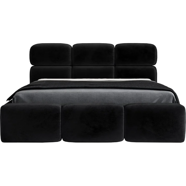 Polsterbett MAROKO 160x200 mit Matratze, Bettkasten und Lattenrost. Farbe: Schwarz 20 – Bild 3