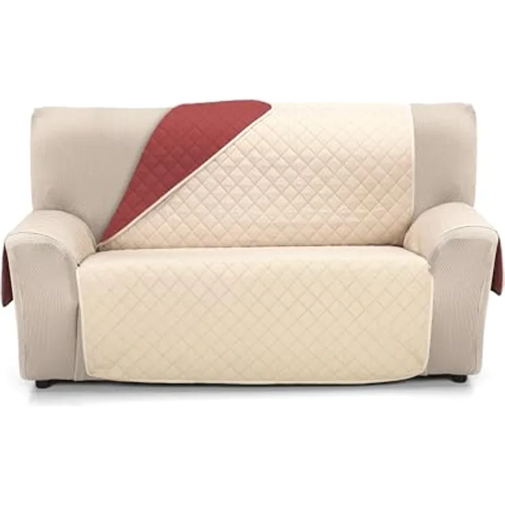 Martina Home Sofaüberwurf, gesteppt, wendbar, 3-Sitzer, Beige, Rot