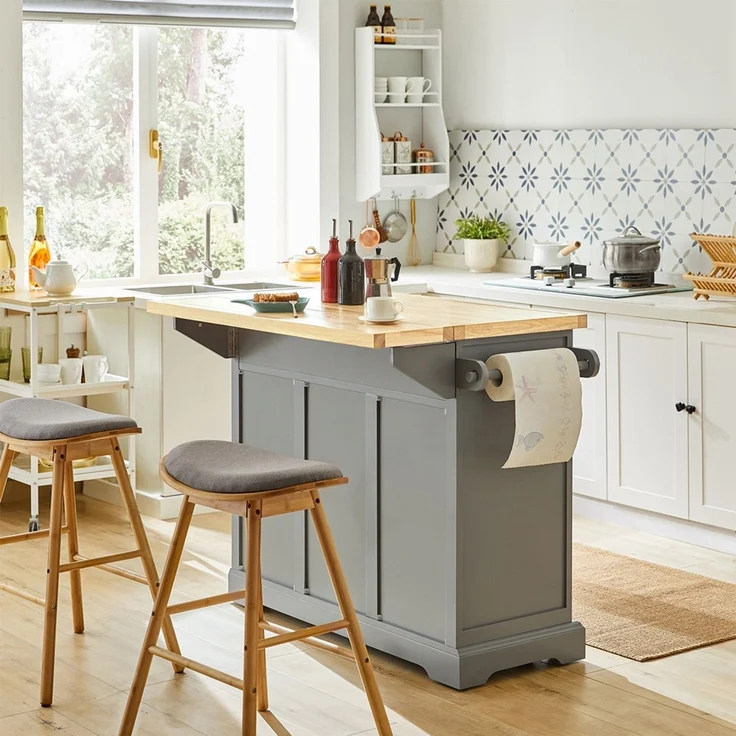 SoBuy FKW71-HG Kücheninsel, MDF, Lackiert, Grau, 115 x 92 x 71 cm – Bild 10