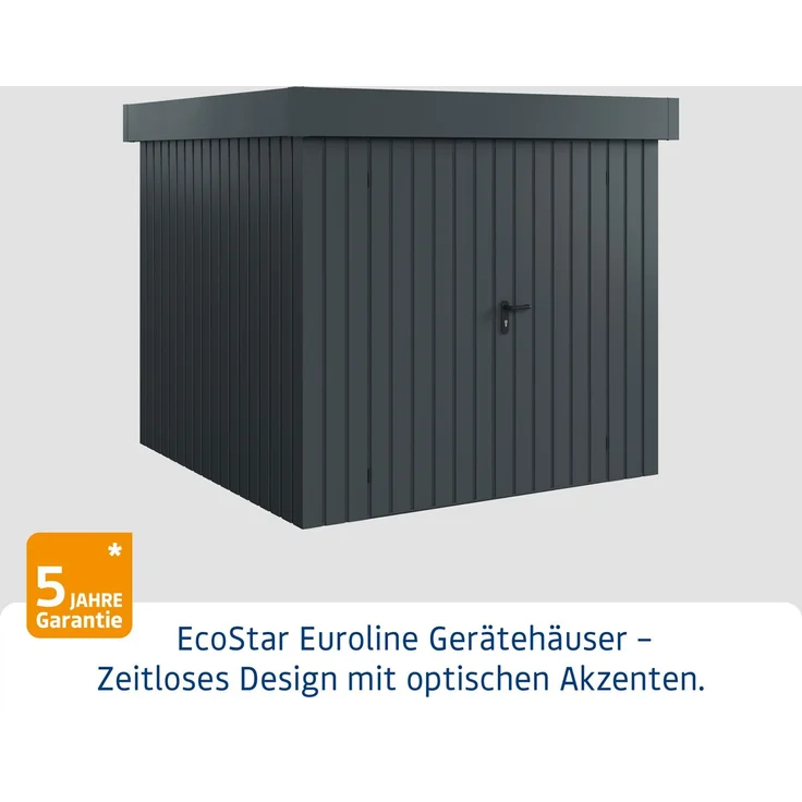 Hörmann Ecostar Metall-Gerätehaus "Euroline Trend" mit Flachdach EFD 5, anthrazitgrau, 214 x 214 cm,2-flüglige Tür – Bild 2