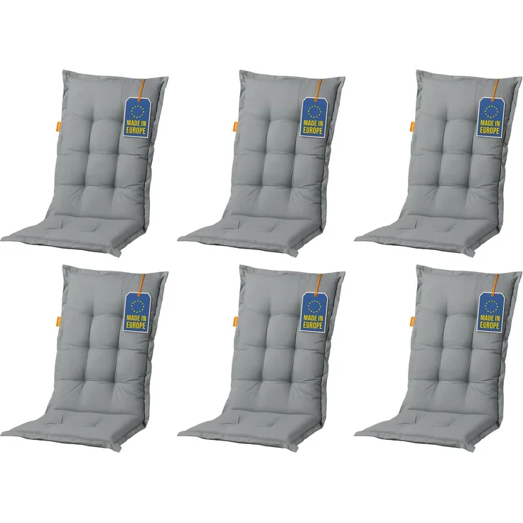 Madison 6x A046 Hochlehner Gartenstuhl Auflagen 120x50x8cm grau uni