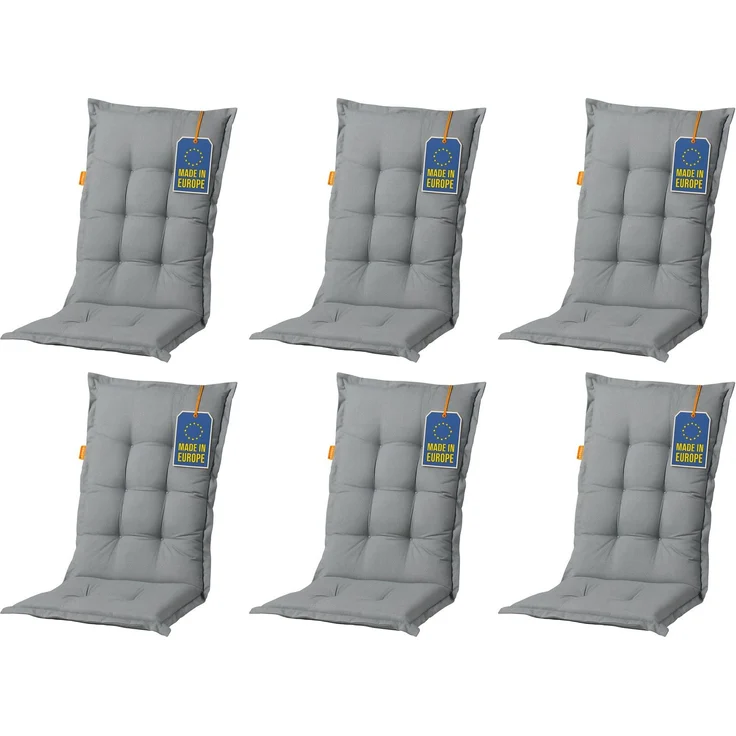 Madison 6x A046 Hochlehner Gartenstuhl Auflagen 120x50x8cm grau uni – Bild 1