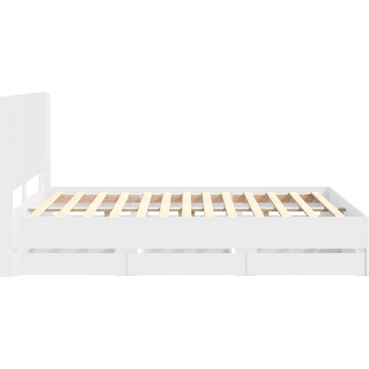 vidaXL Bettgestell mit Stauraum und Kopfteil Weiß 150 x 200 cm 3413935 – Bild 7