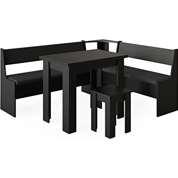 Vicco Eckbankgruppe Roman, Schwarz/Mooreiche, Holzwerkstoff, 180x80x150 cm, ausziehbarer Tisch für Esszimmer – Bild 1
