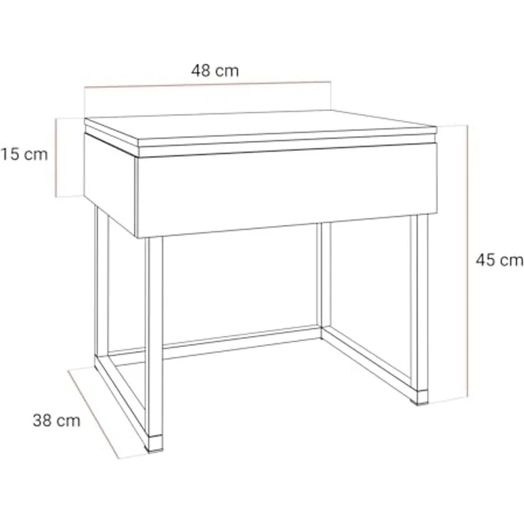 Lookway Nachttisch AURORA SILVER auf silbernem Gestell (1x Nachttisch), Breite: 48 cm – Bild 3