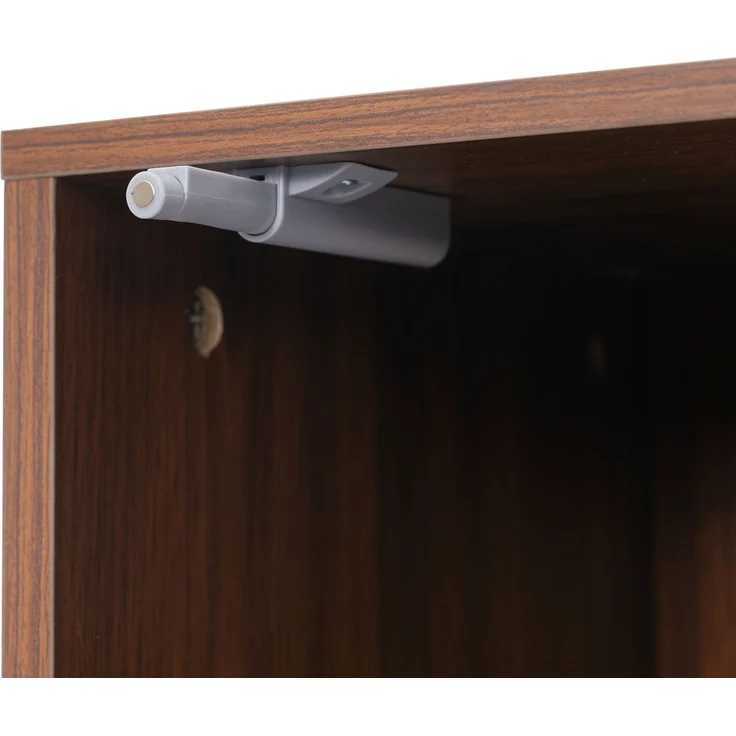 Vitrinenschrank aus MDF in Nussbaumoptik mit Glastür und 2 Schubladen,H 160 x T 39.8 x B 35 cm – Bild 10