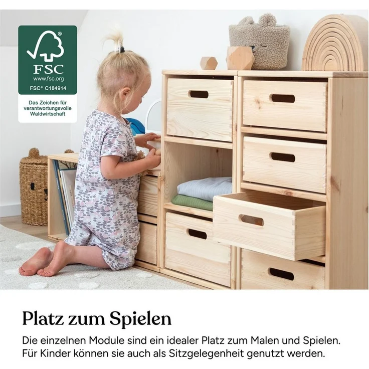 Ehrenkind Kinderregal Aufbewahrungssystem für das Kinderzimmer aus hochwertigem Holz, Modularer Aufbau, individuell kombinierbar – Bild 3