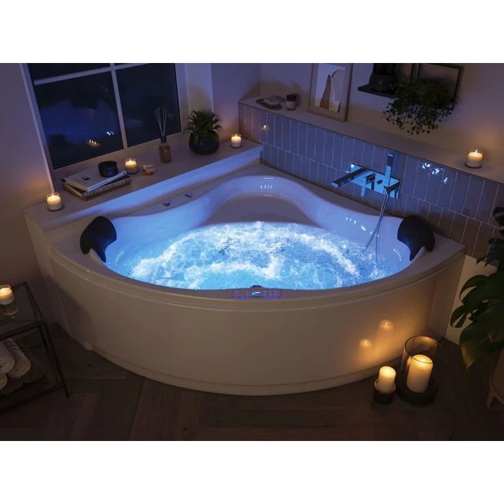Deluxe Whirlpool Set ENJOY ULTRA mit 80 Düsen und LED ohne Armatur 150x150x59 cm : Ohne Armaturen – Bild 2