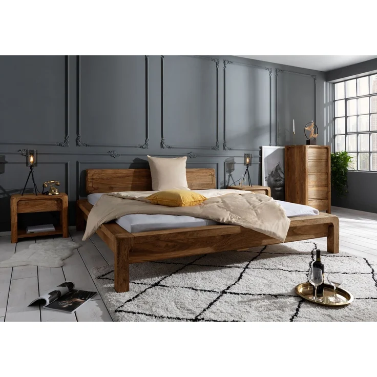Bett Sheesham 160x200x80 braun geölt BUENO #003 – Bild 8