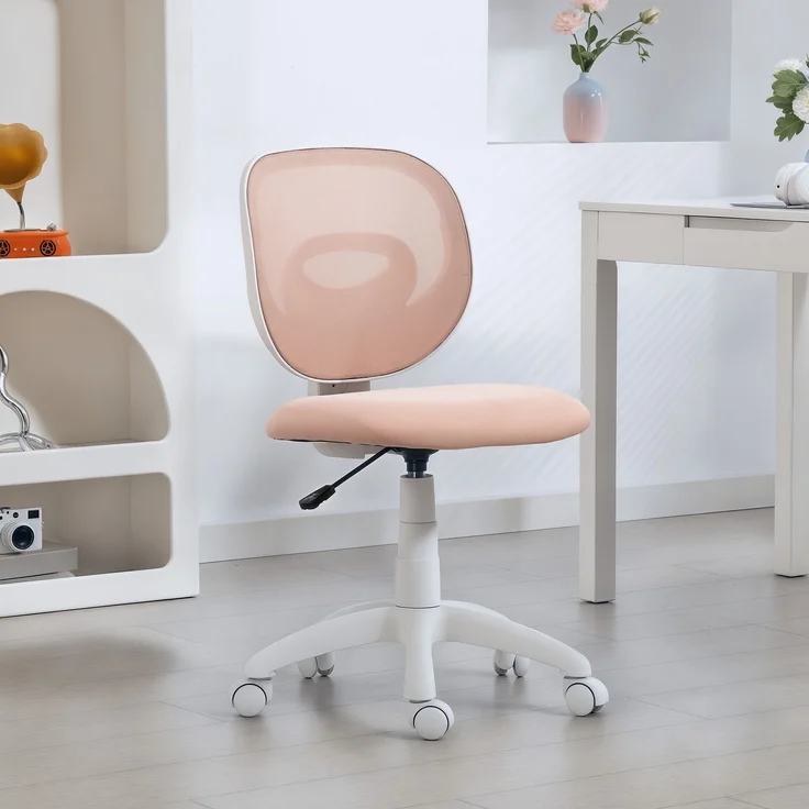 Ergonomischer Bürodrehstuhl aus atmungsaktivem Netzgewebe ohne Armlehnen, 59.5×53.0×89.0cm, Rosa, MELAYR – Bild 3