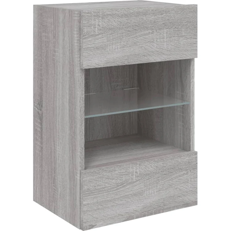 TV-Wandschrank, Fernsehschrank mit LED-Leuchten Grau Sonoma 40x30x60,5 cm – Bild 6