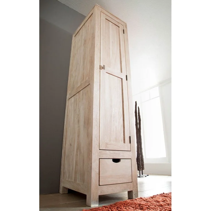 Schrank Akazie 48x60x200 white stone getüncht NATURE WHITE #98 – Bild 2
