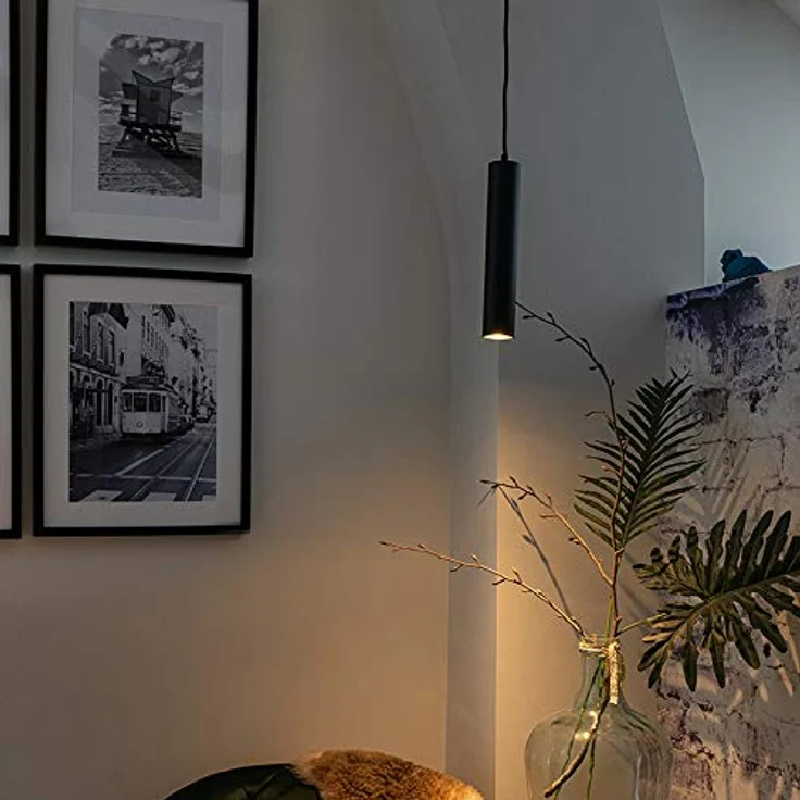 Qazqa Tuba Pendelleuchte, Schwarz, dimmbar, GU10 Fassung, ideal als Wohnzimmerlampe, 1 x 50 Watt – Bild 2