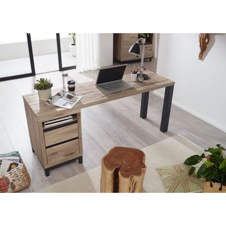 Schreibtisch Wildeiche 220x55x76 bianco geölt VILLANDERS #242 – Bild 2