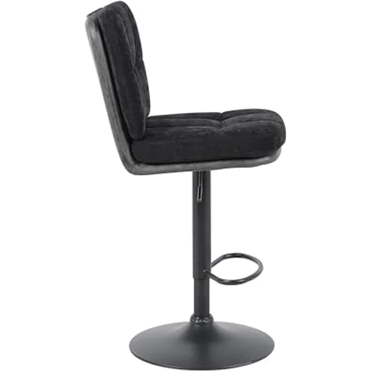Hela Tische, 2er Set Barhocker Vila, Materialmix Webstoff Schwarz/Microfaser Anthrazit, 360° drehbar, Höhenverstellung mit Lift, 120kg belastbar – Bild 5