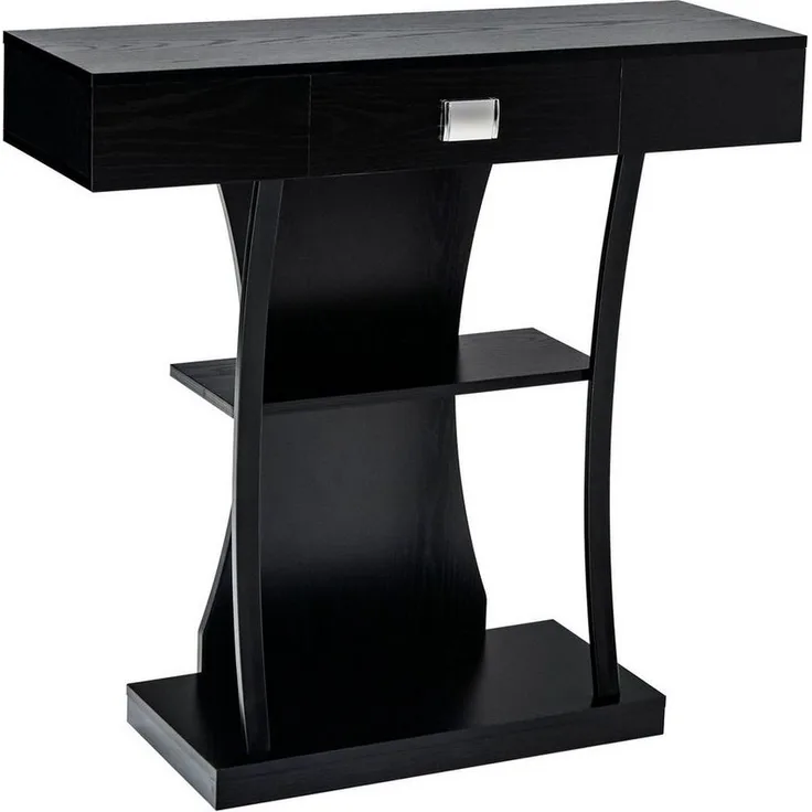 COSTWAY Konsolentisch, Schmal mit Schubladen, schwarz Flurtisch