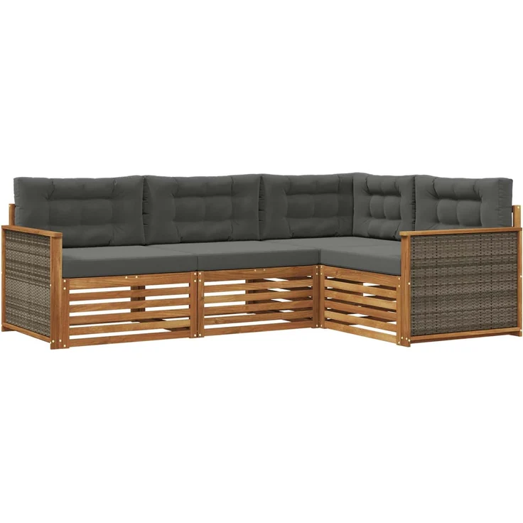 vidaXL Outdoor-Sofagarnitur 4 stk. 4-Sitzer Natur und Anthrazit 3383290 – Bild 2