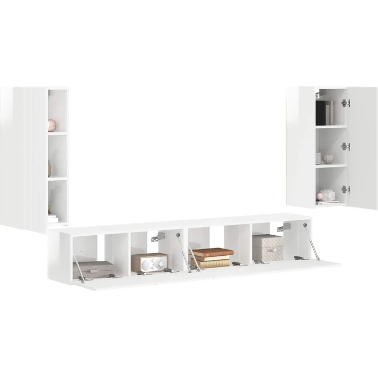 vidaXL TV-Schrankset 4 pcs Hochglanz Weiß Holzwerkstoff 3409163 – Bild 3